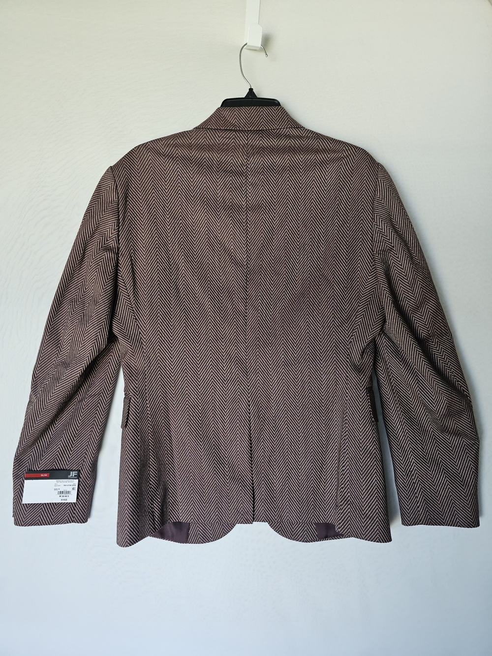 JF J.Ferrar Burgundy Herringbone Slim Fit Blazer Blazer Jacket - Size M (38/40S) - Picture 5 of 16